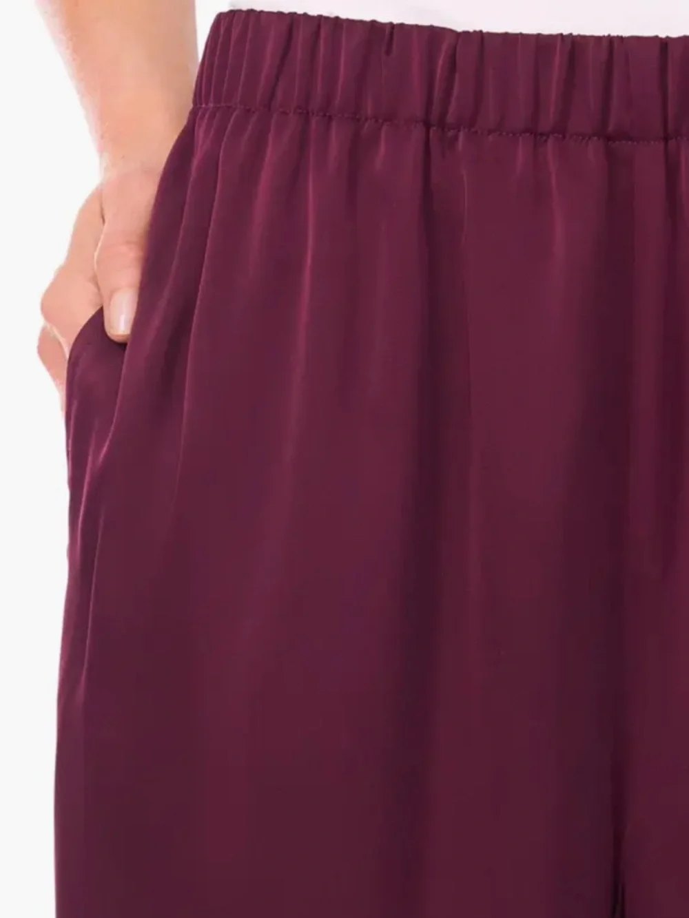 CeCe Straight Leg Elastic Waist Silky Feeling Pants in Deep Plum Size XL
